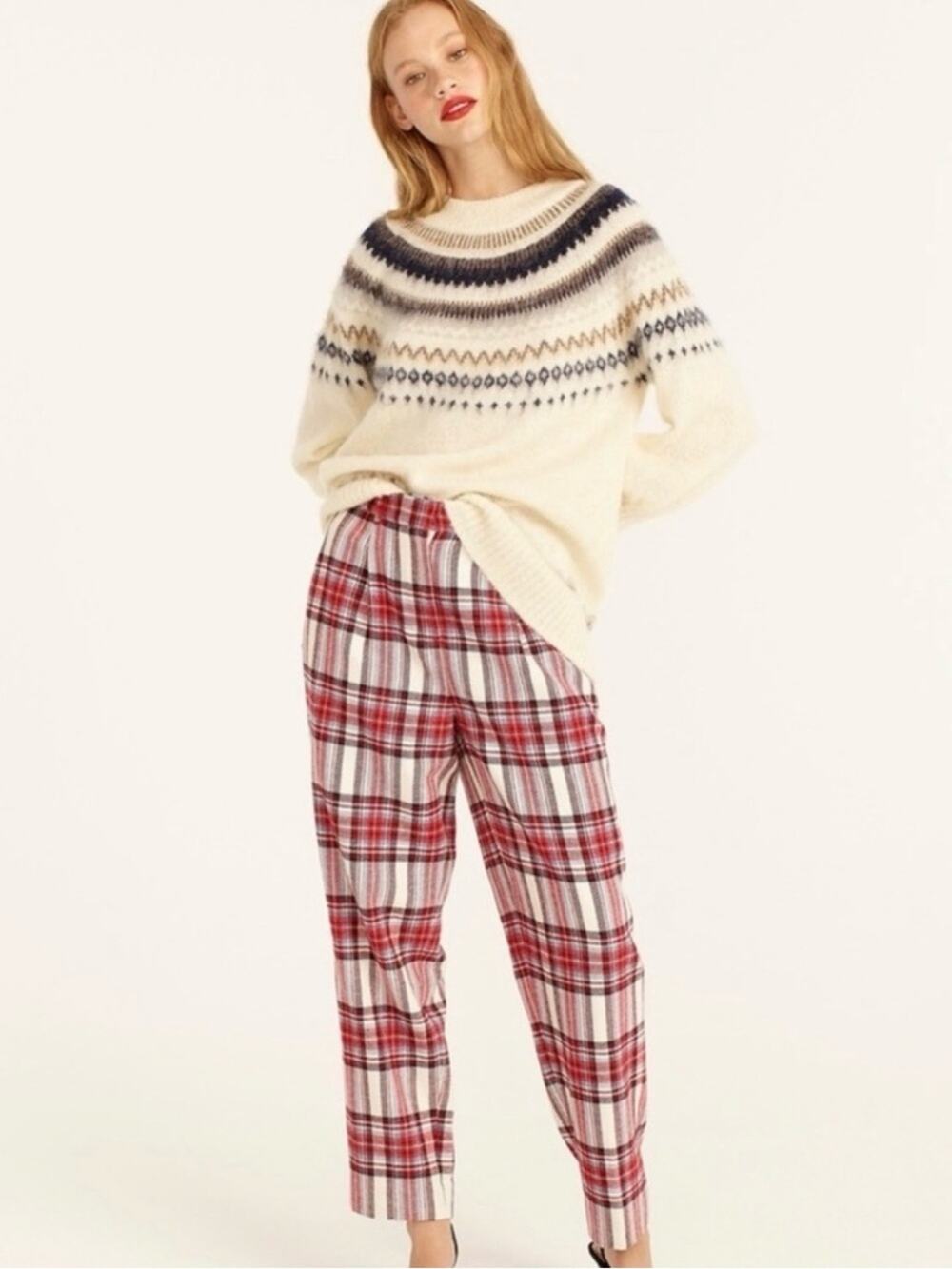 NWT J.Crew Tapered-leg wool pant in vintage plaid 00